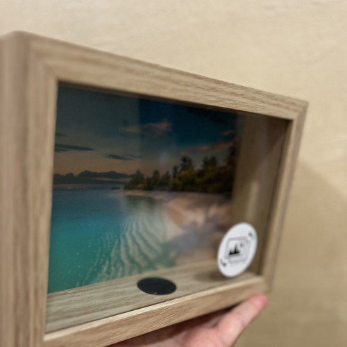 Wooden shadow box money bank new with photo frame