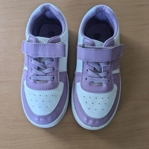 Athletic shoes used size 30 white and purple