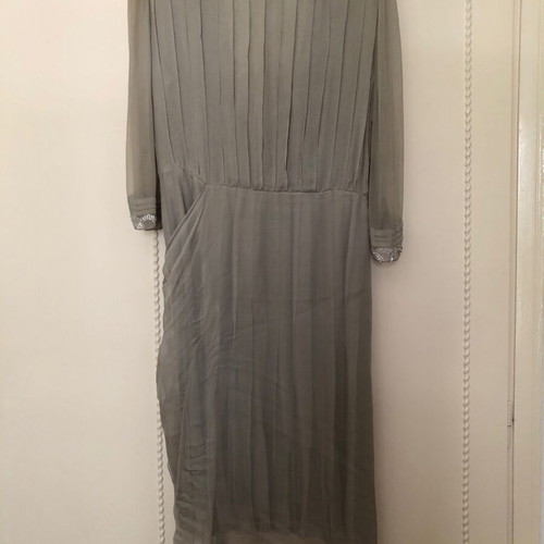 Vintage muslin dress with bead and rhinestone embroidery used