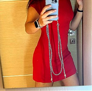 Κόκκινο κοντομάνικο εφαρμοστό φόρεμα No S