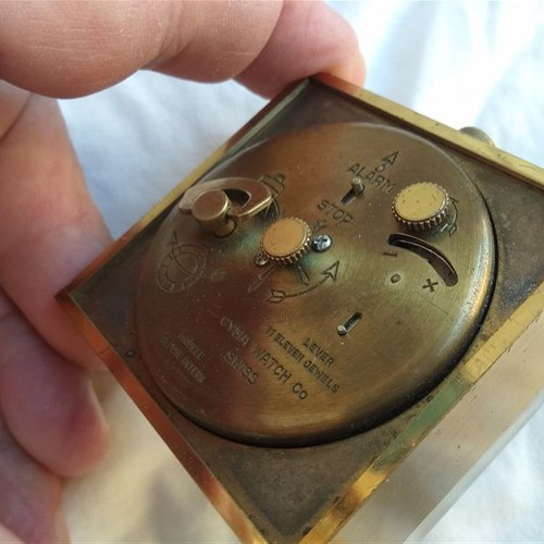 Cyma alarm clock 1950's used, Swiss analog table clock