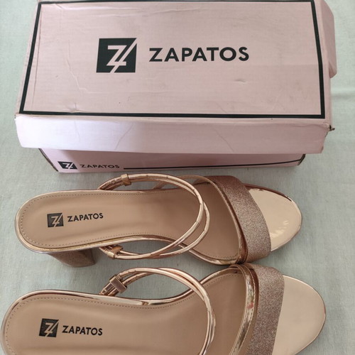 Zapatos block heel sandals like new, rose gold size 42