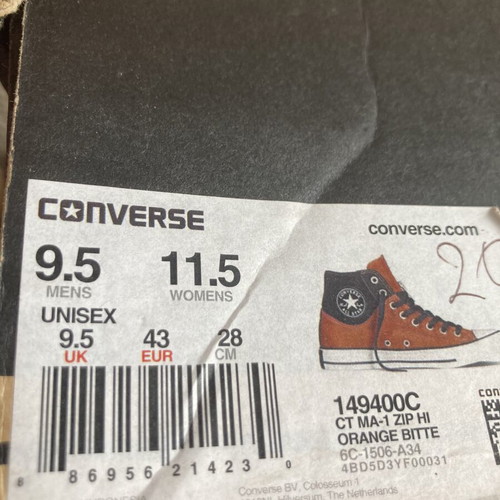 Converse All Star Hi Zip casual shoes used, size 43, orange and black