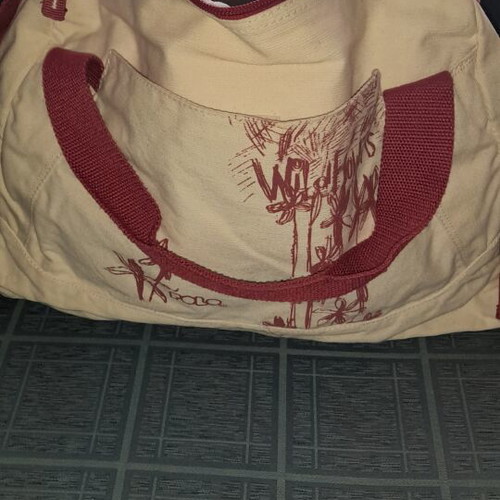 Polo shoulder bag beige with red details, new