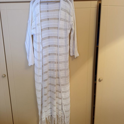 Nima knitted beach cardigan like new, white, one size