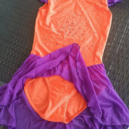 Handmade orange-purple dance dress for 7–8 years like new