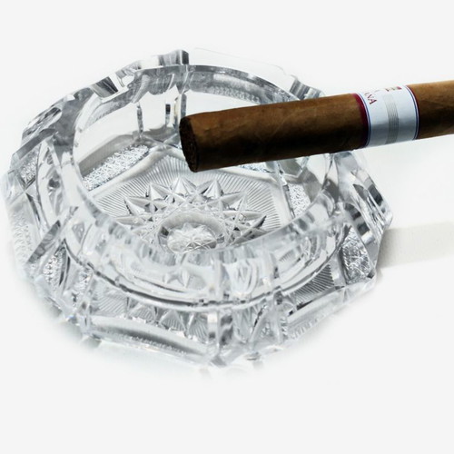 Bohemian Crystal Ashtray used, heavy handmade for cigars
