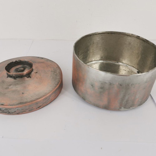 Copper tobacco box used with lid from 1900 era