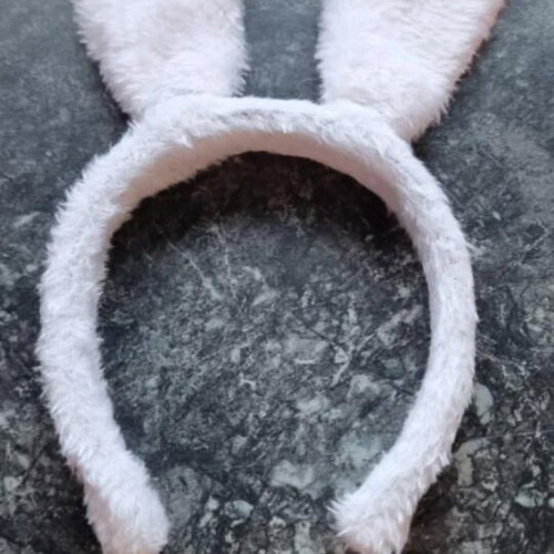 Children's white furry headband with pink bunny ears new