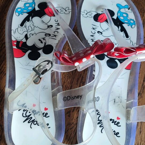 Disney vinyl sandals used, size 40, Minnie Mouse with bow