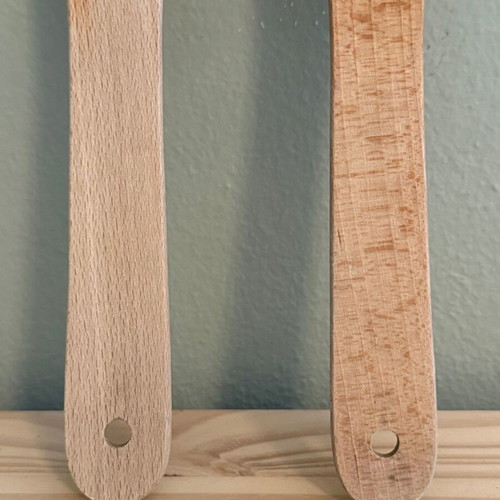 Wooden spatulas used with designs