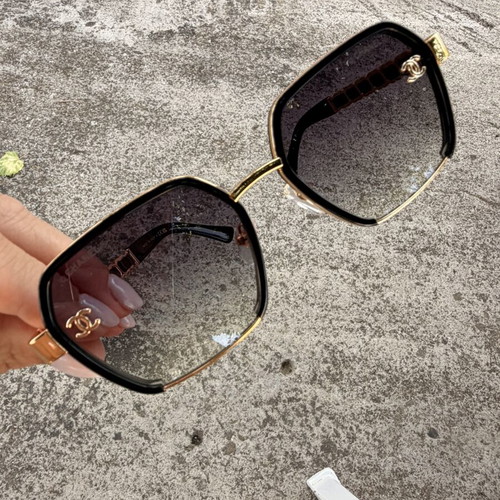 Chanel women's sunglasses black and gold, new model
