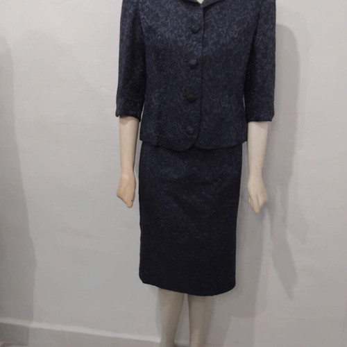 Handmade brocade suit 60s like new, blue, Nathanail