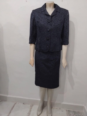 Handmade brocade suit 60s like new, blue, Nathanail