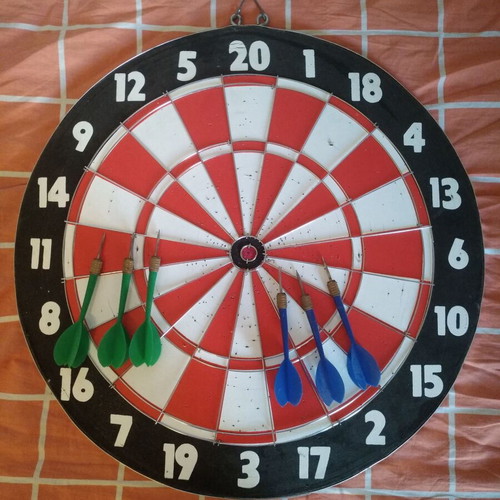 Bull's Darts targets and darts used