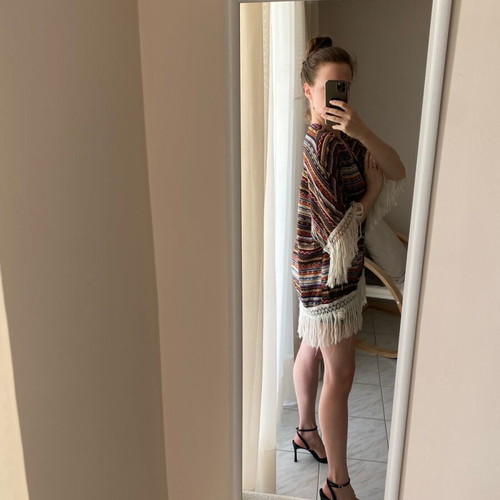 Kimono boho style OneSize like new, multicolour with fringes