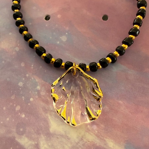 Necklace black and gold stainless steel handmade