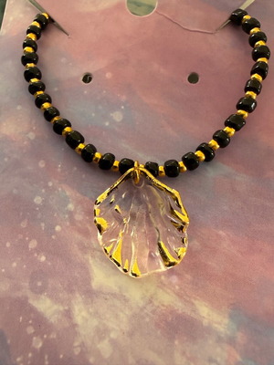 Necklace black and gold stainless steel handmade