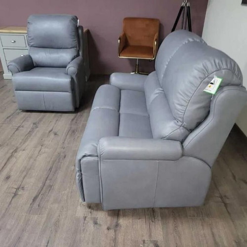 Gray leather sofa set two-seater and armchair G Plan new with relax mechanism