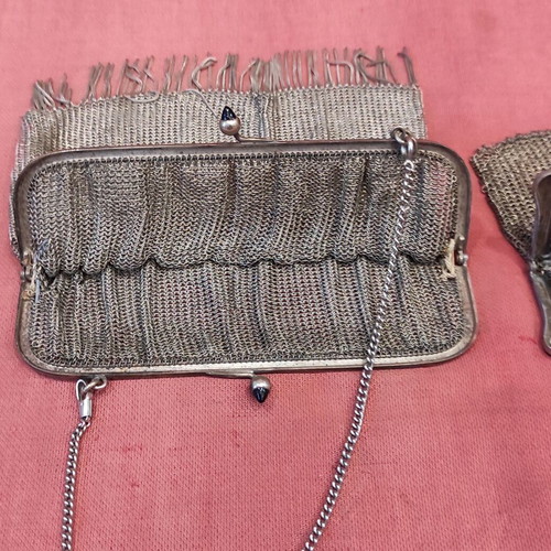 Vintage women's mesh purses like new, set of 3, alpacca and silver