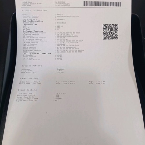 Samsung ProXpress SL-M3820ND laser printer used with 2 toners