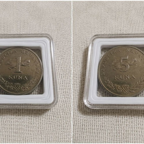 Croatia Coin Collector Lot, 1 Kuna & 5 Kuna Cupronickel