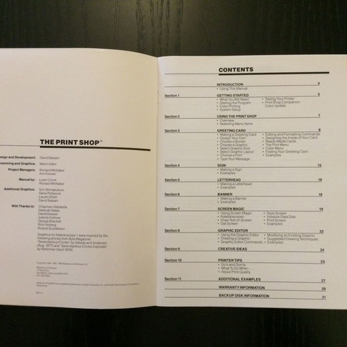 The Print Shop Reference Manual for Apple like new, 1986