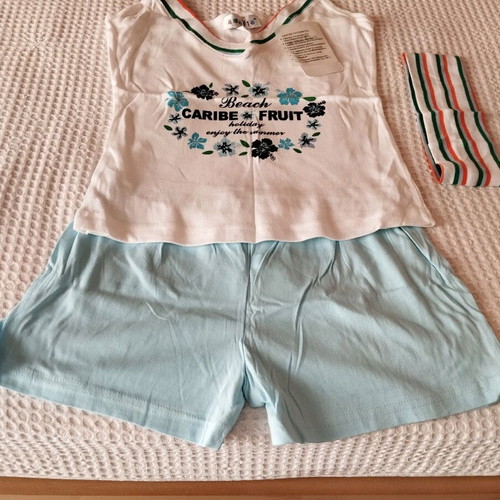 Cotton pajamas new, white and turquoise, size S