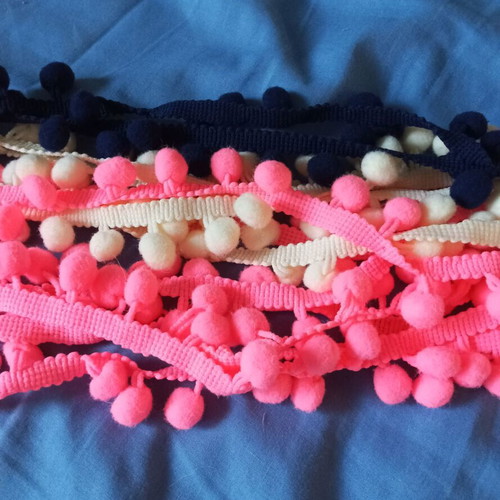 Decorative pom pom ball fringe trim new, multicolor pack