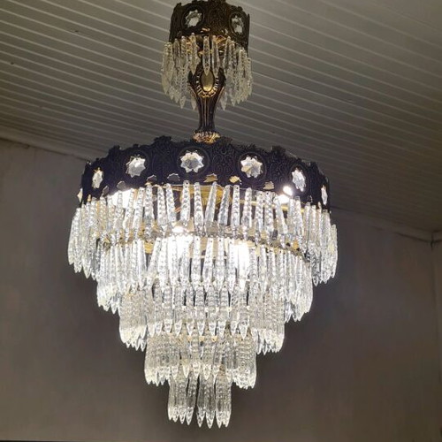 Pendant ceiling light bronze with crystals vintage like new