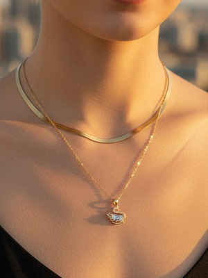 Crystal Swan Layering Set καινούργιο, ανοξείδωτο ατσάλι χρυσαφί