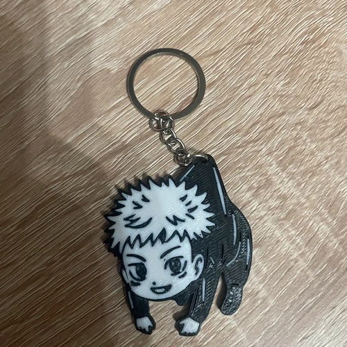 Jujutsu Kaisen Yuji Itadori Keychain new, black and white