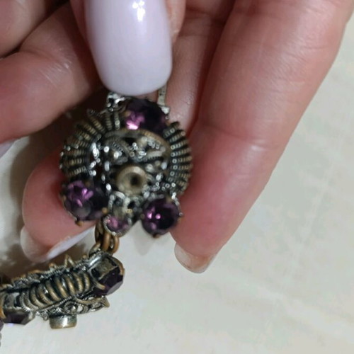 Vintage bracelet used with purple stones and silver details