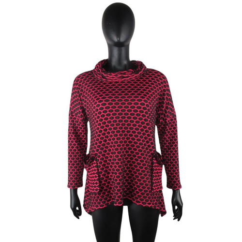 Joseph Ribkoff blouse size M like new, pink and black with collar and pockets