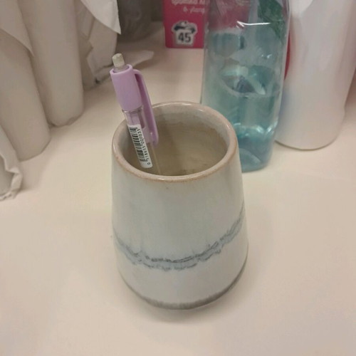 Clay container used, pencil holder size