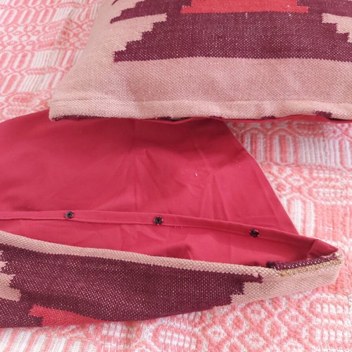 Set for rustic decoration with wool throw and woven cushion covers refurbished