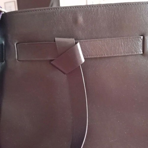 Massimo Dutti leather crossbody bag like new with black and white strap