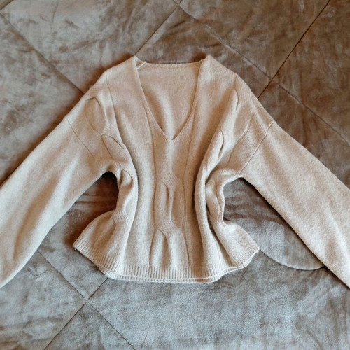 Massimo Dutti wool oversized sweater beige like new, size M-L