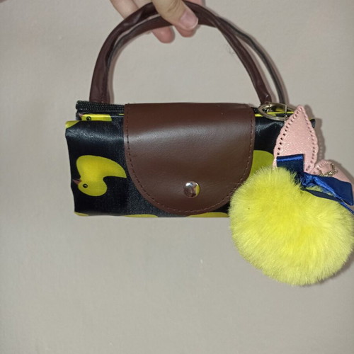 Origami Foldable Waterproof Handbag with Duck Print and Keychain like New