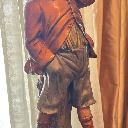Italian Figural Statue Planter like new, terracotta boy with basket