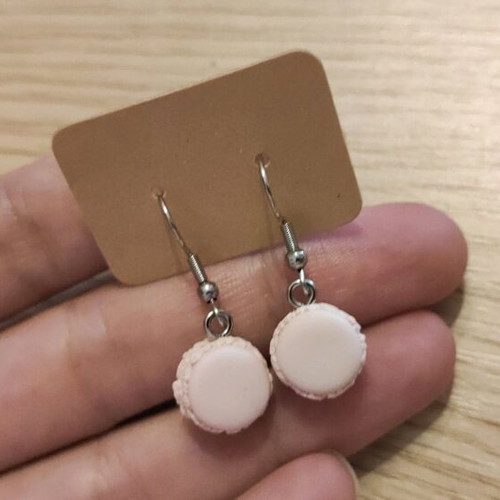 Earrings new polymer clay macarons with steel hooks