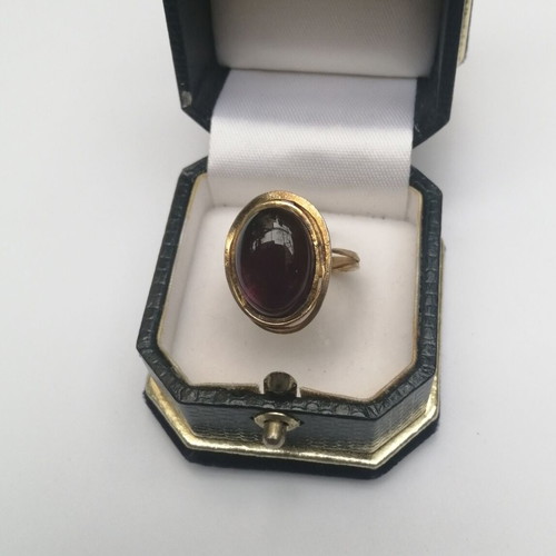 Handmade 925 silver ring gold plated with garnet semi-precious stone new