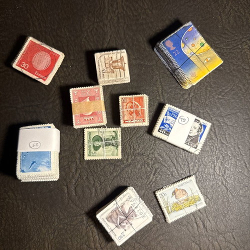 Stamp collection new, 10 bundles (~1000 pieces) from USSR, Australia, Sweden, USA
