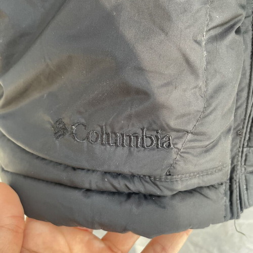 Columbia black jacket like new, waterproof with down filling and detachable hood