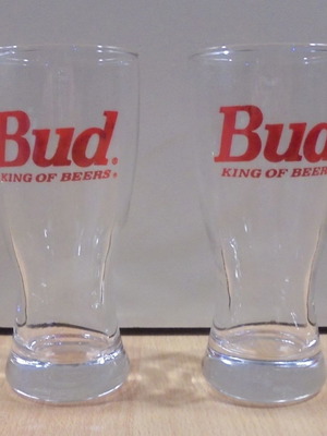 Budweiser beer promotional set of 2 glasses used