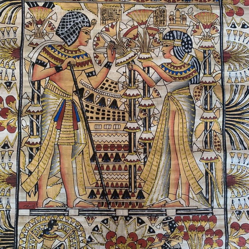 Papyrus Egyptian handmade painting used with embossed details
