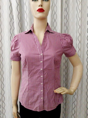 Sisley shirt used purple lilac with white stripe, fitted