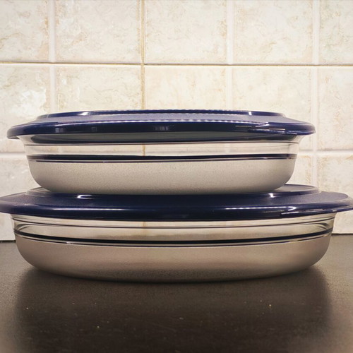 Tupperware storage bowls set 2 pieces 2L and 1.3L like new