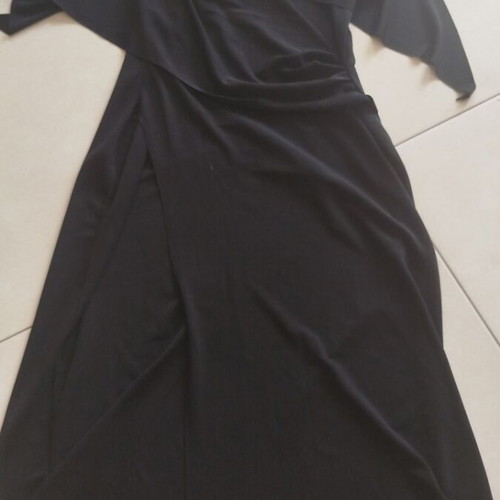 Denim blouse with floral embroidery and black wrap dress, like new