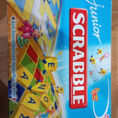 Junior Scrabble used with pouch and double-sided board